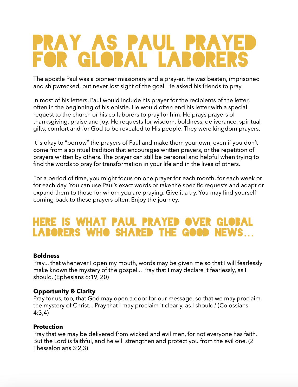 Pray as Paul Prayed for Global Laborers